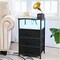 Nightstands Set of 2, Night Stand with Charging Station USB C Charger & 2 AC Outlets, Wide Tabletop End Table with LED Light Strips, Bedroom Bedside Table with 3 Fabric Drawers